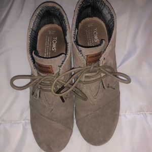 TOMS suede wedge booties